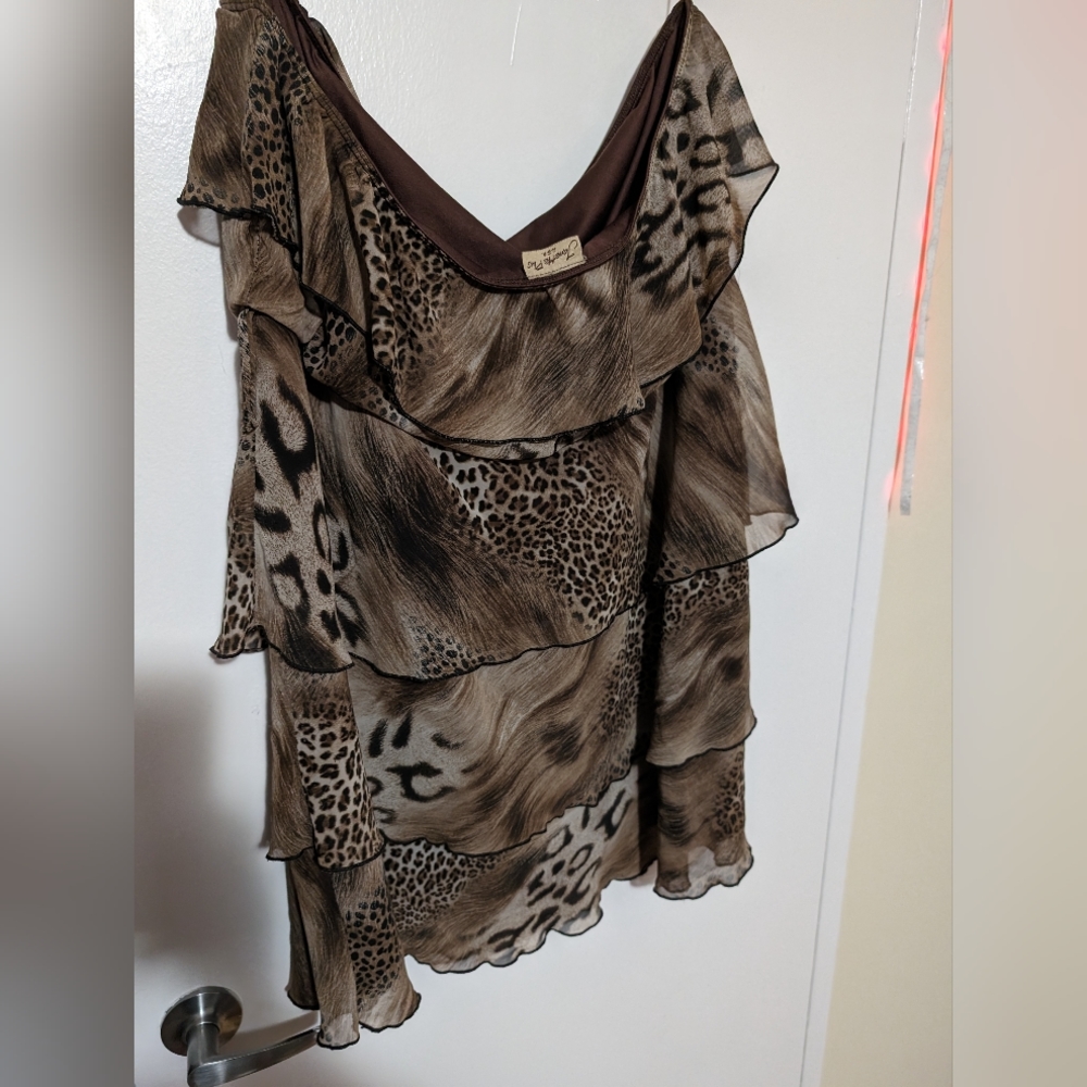 PLUS SIZE 2X waterfall layered dress animal print